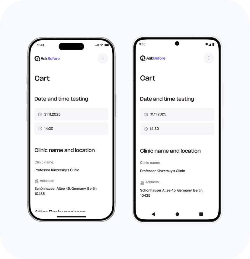 Mobile App экран